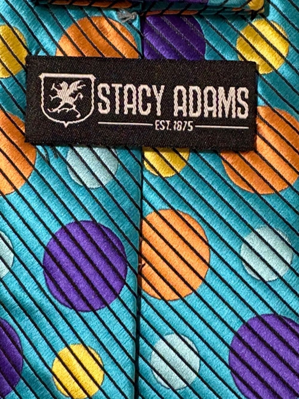 Stacy Adams Teal Geometric Polka Dot Microfiber Tie